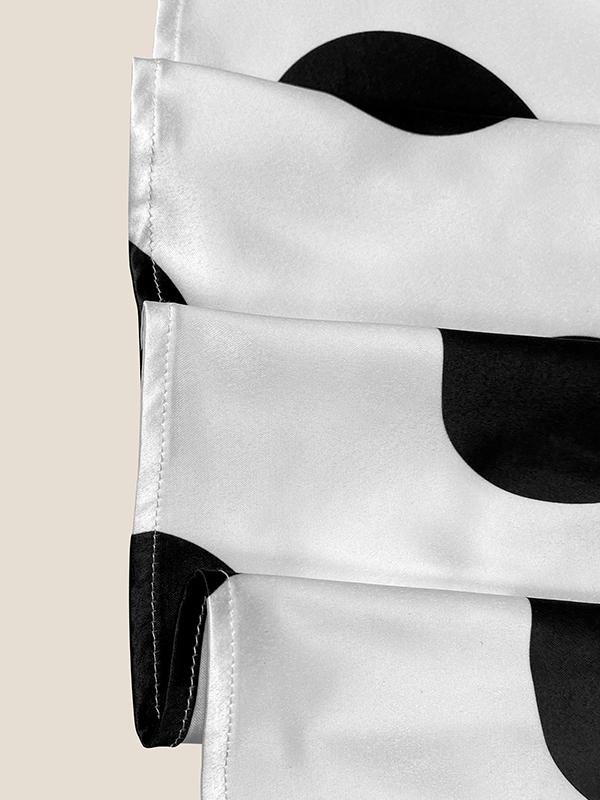 A-Line Sleeveless Polka-Dot Split-Joint Tied Waist Lapel Maxi Dresses Shirt Dress Product Image