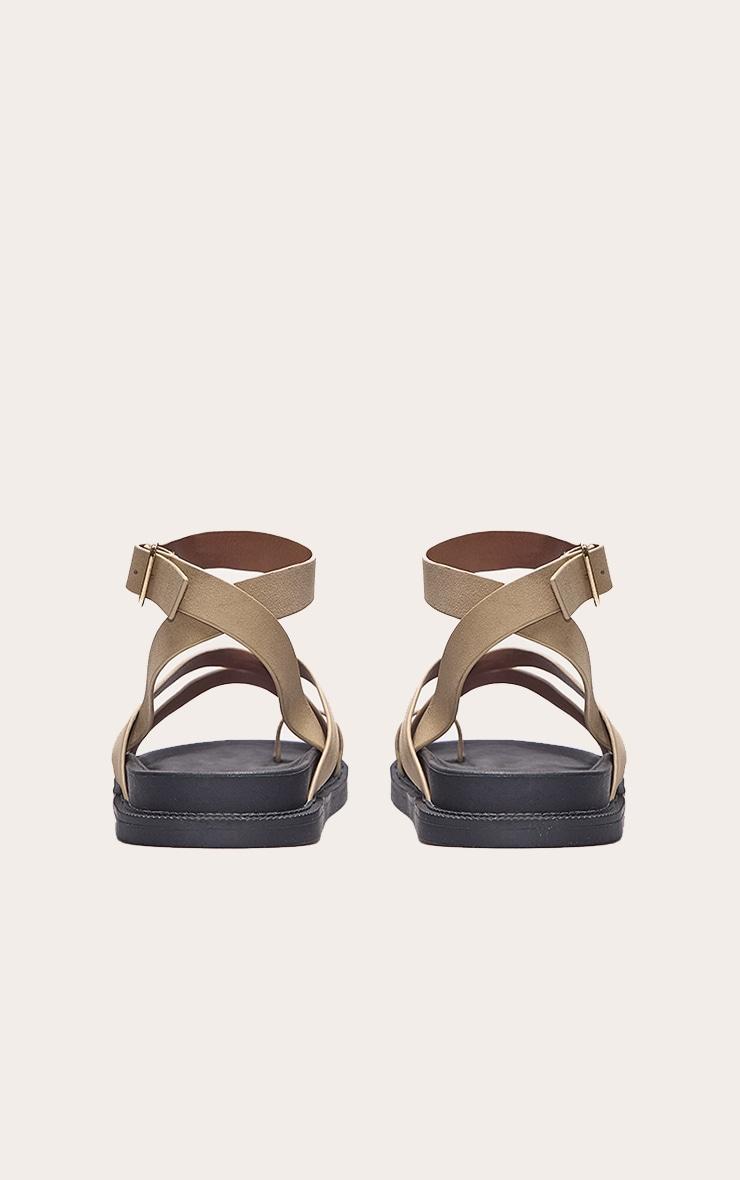 Stone Faux Suede Round Toe Ankle Strap Footbed Sandals Product Image