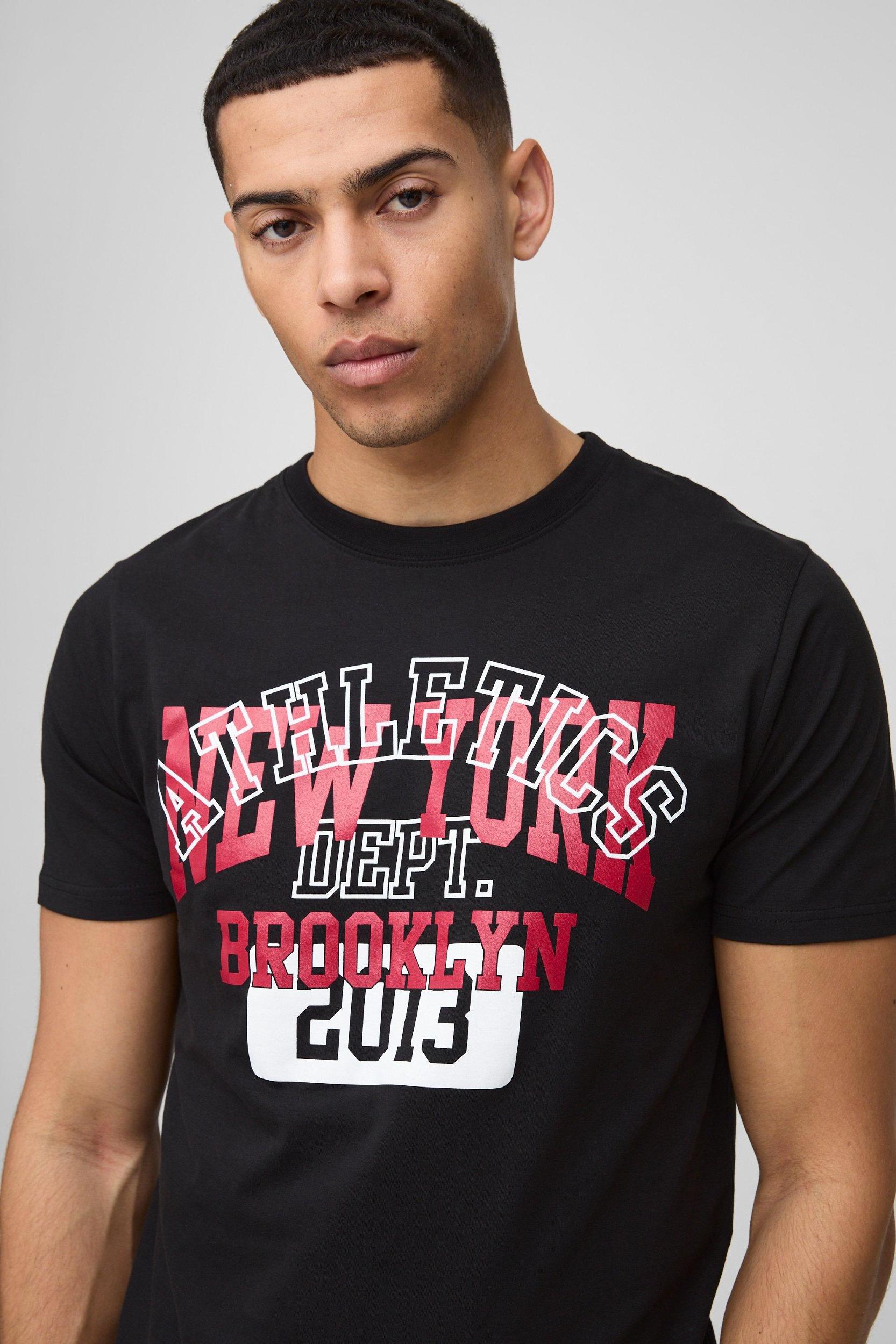 Slim Fit Athletic Varsity T-Shirt | boohooMAN USA Product Image