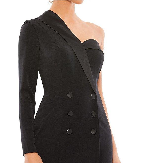 Mac Duggal One Shoulder Long Sleeve Double Breasted Blazer Sheath Dress Product Image
