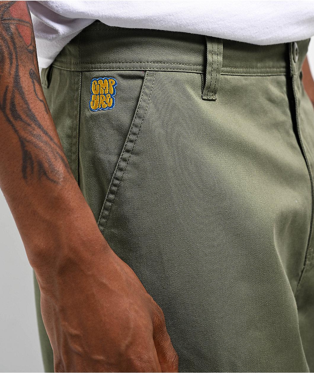 Empyre Ultra Loose Olive Cargo Skate Pants Product Image