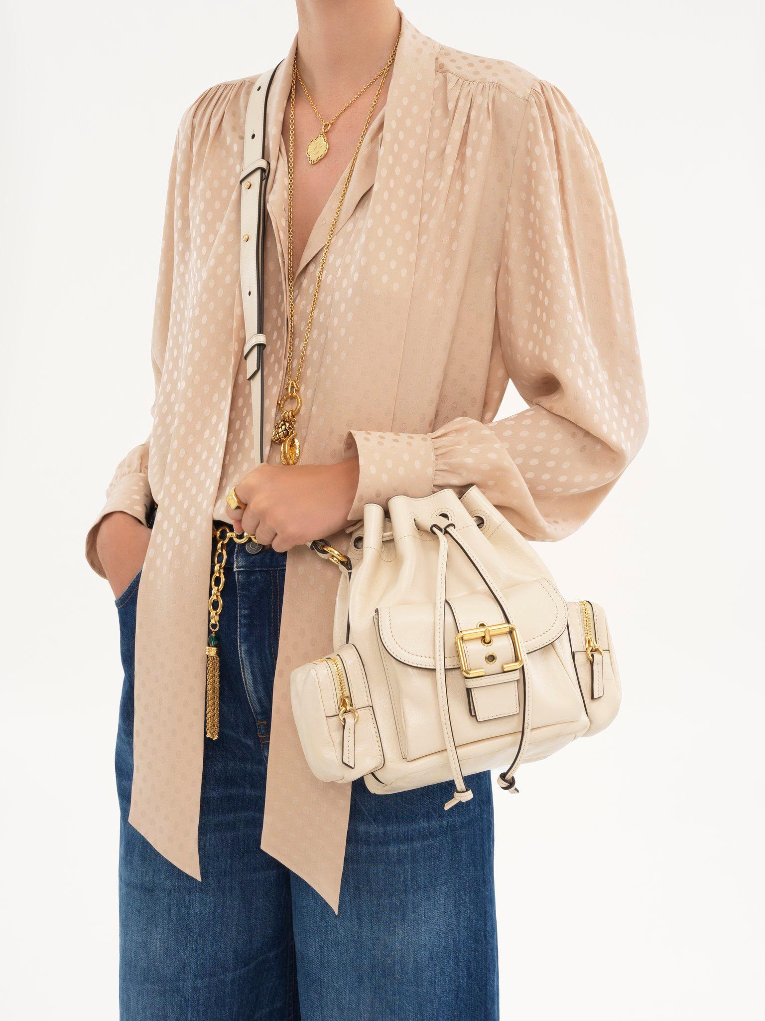 Camera Bucket bag in shiny leather Product Image