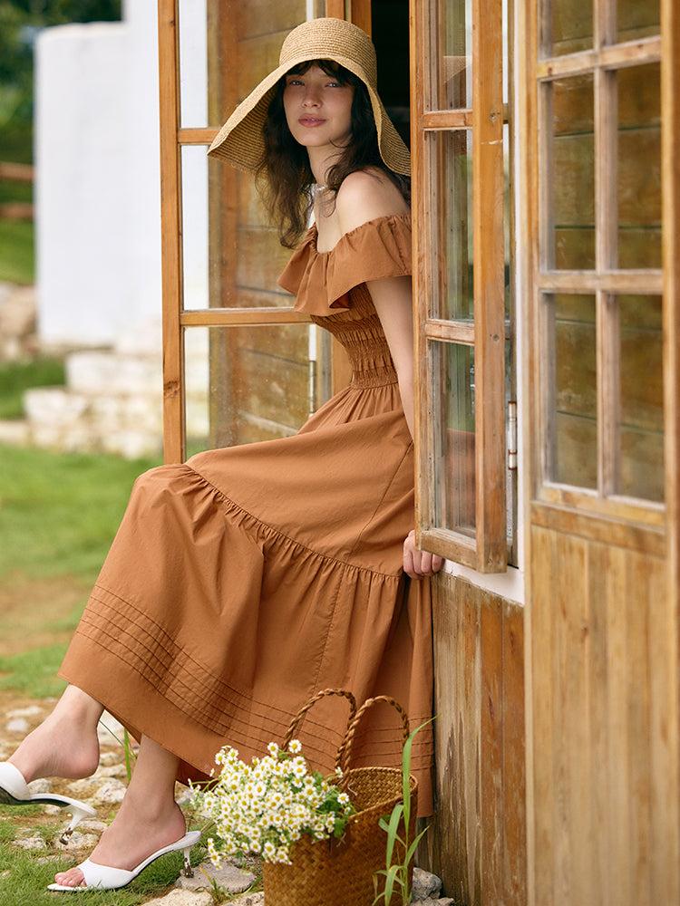 Ruffle Off Shoulder Women Maxi Dress Product Image
