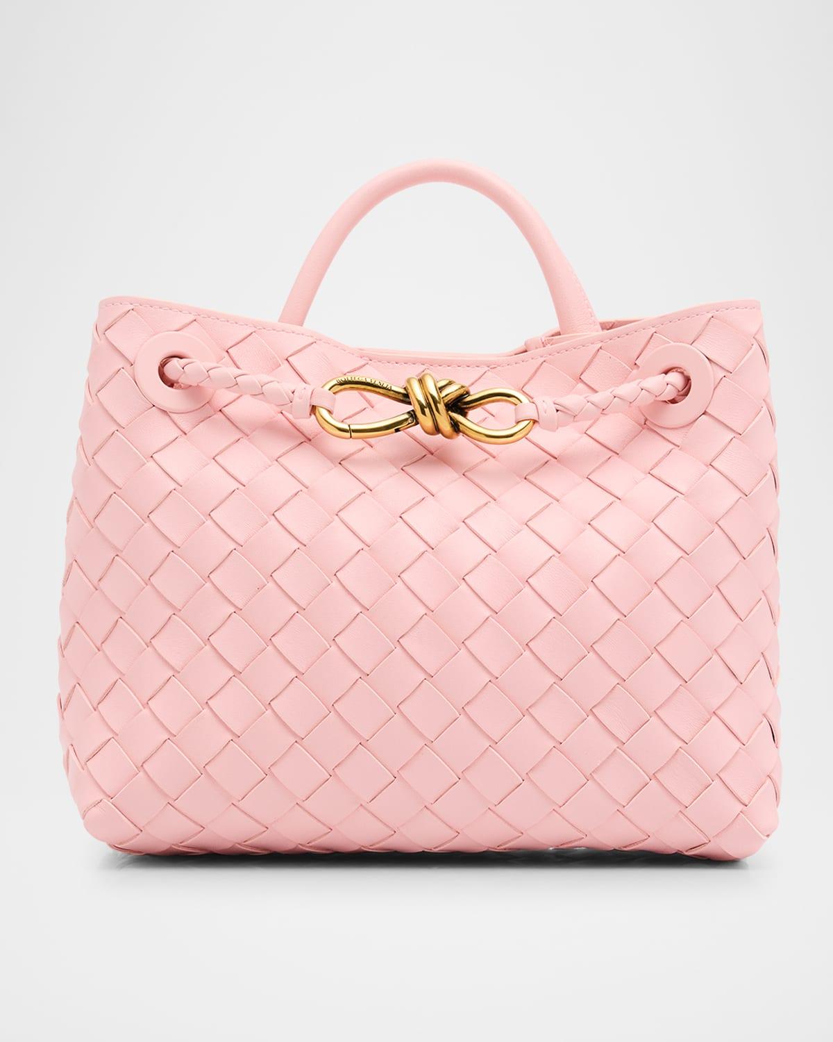 Womens Small Andiamo Intrecciato Leather Top-Handle Bag Product Image