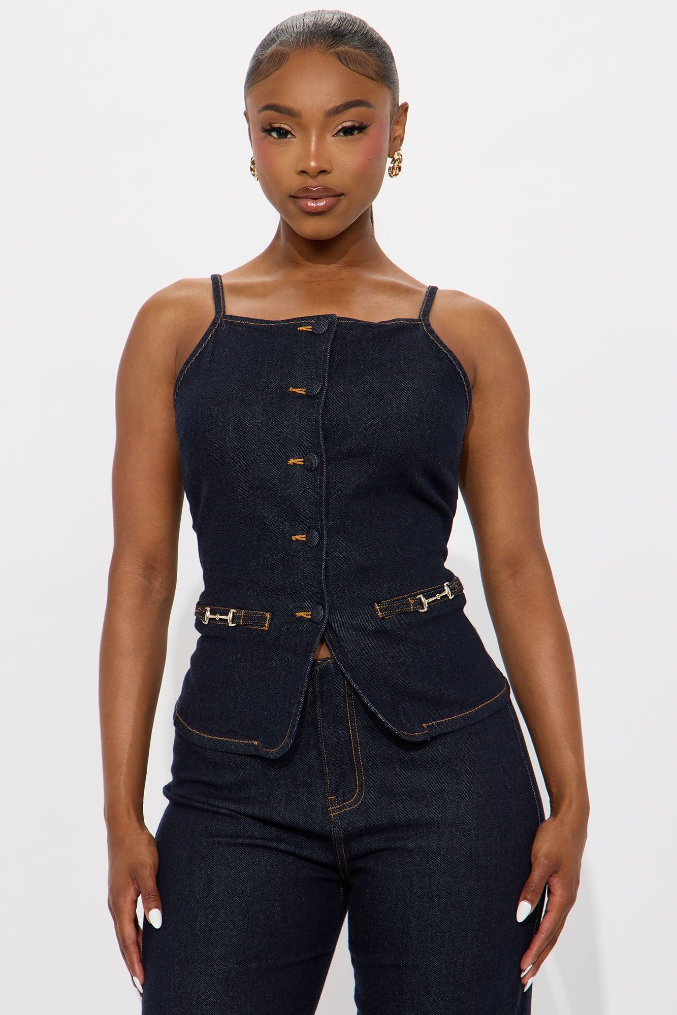 Minimal Behavior Stretch Denim Pant Set - Dark Wash Female Product Image