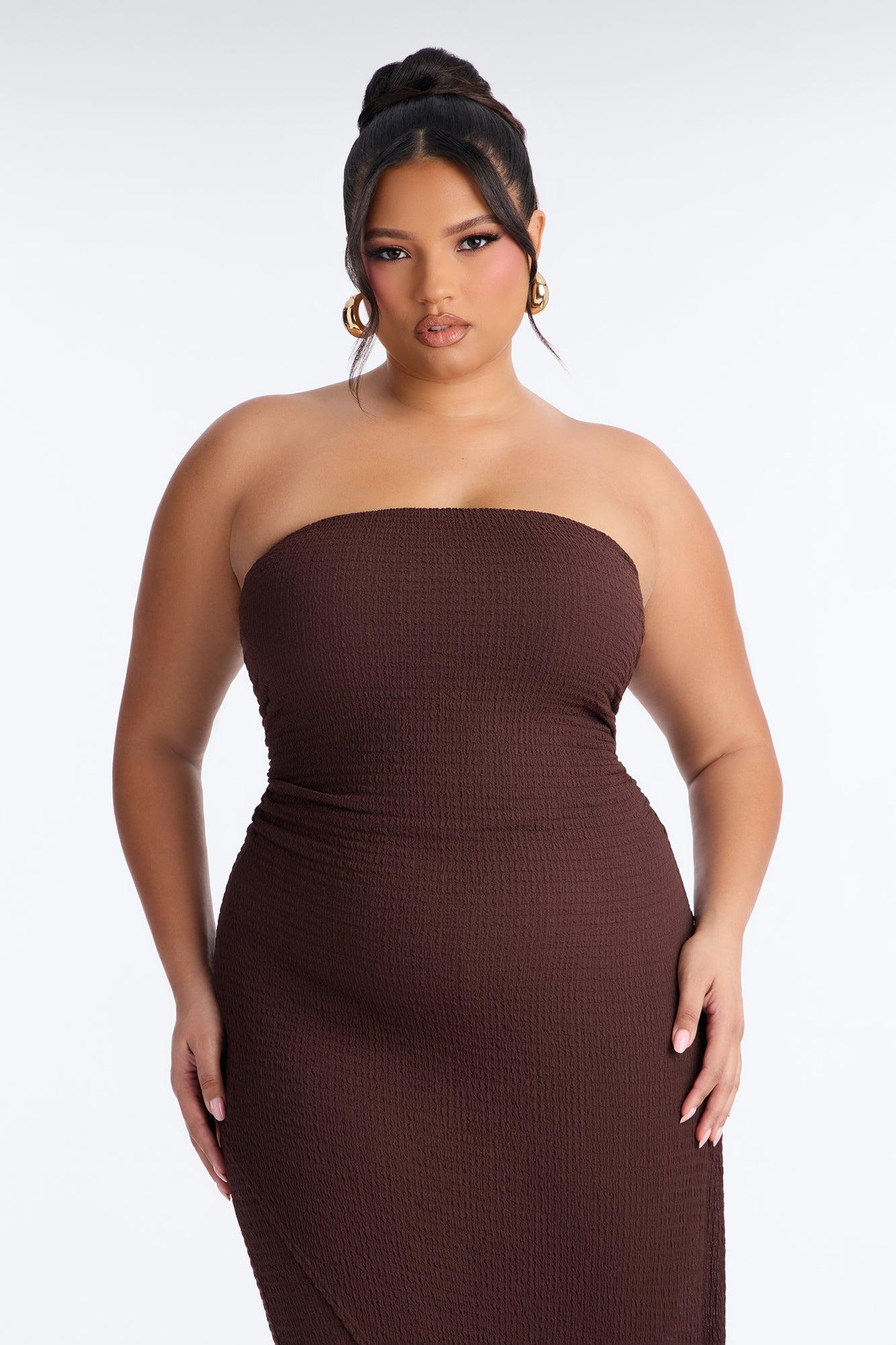 Ari Asymmetrical Strapless Jumpsuit - Chocolate Female Product Image