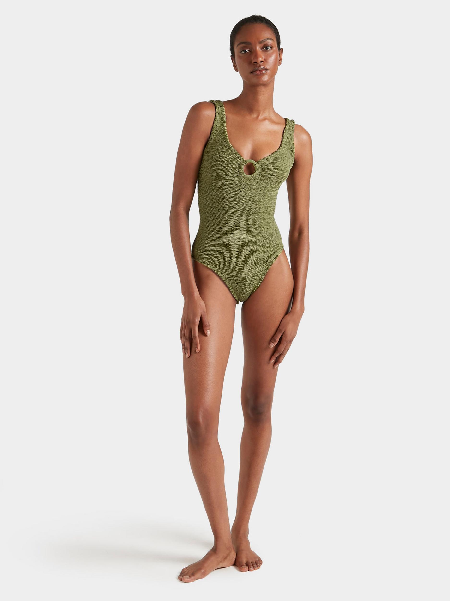 Coverage Celine Swim With Tonal Hoops - Metallic Moss Product Image