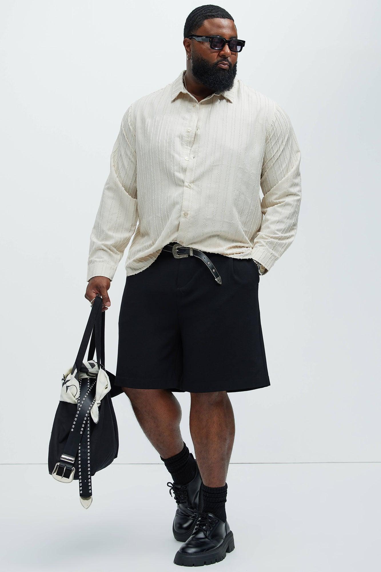 Frederick Frayed Long Sleeve Shirt - Beige Product Image