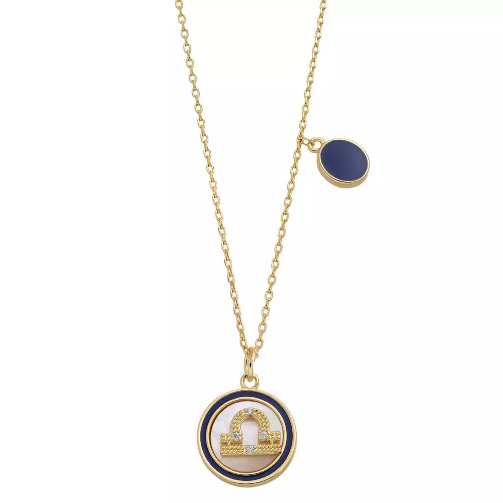 City Luxe Mother of Pearl Pisces Gold Pendant Necklace, Womens Gold Tone Pisces Product Image