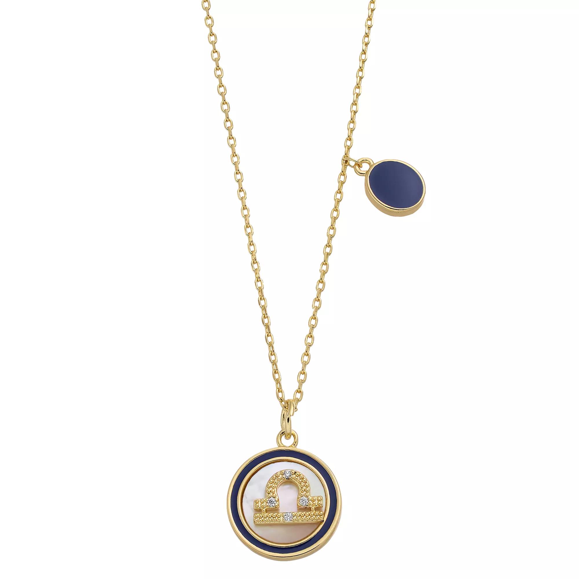 City Luxe Mother of Pearl Pisces Gold Pendant Necklace, Womens Gold Tone Pisces Product Image