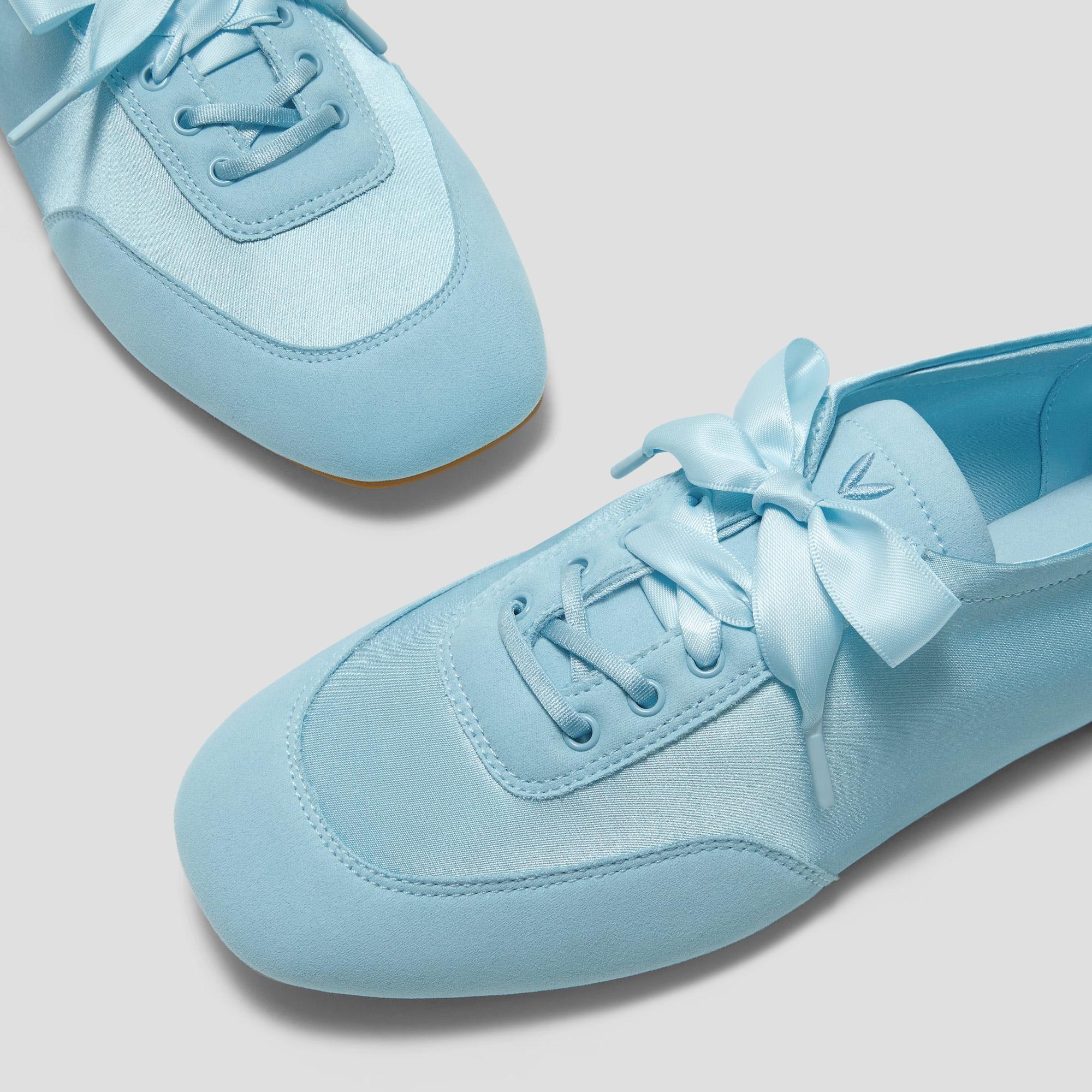 Square-Toe Lace-Up Satin Sneakerina (Cristina) Product Image