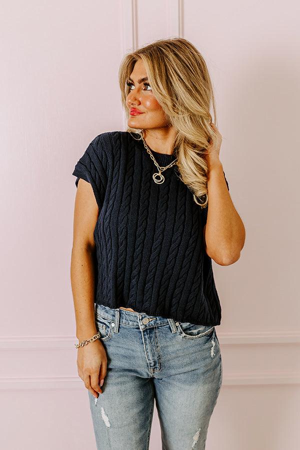 Meet Your Destiny Knit Top In Navy Product Image