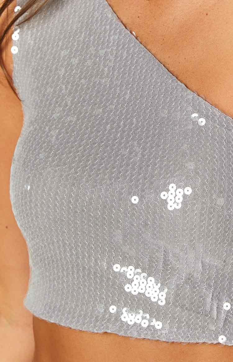 Starlight Silver Sequin Crop Top Girls Product Image