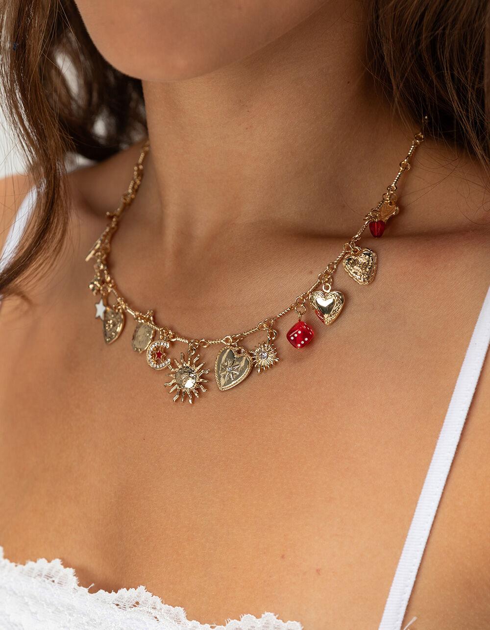 FULL TILT Star Western Heart Charm Necklace - GOLD Product Image