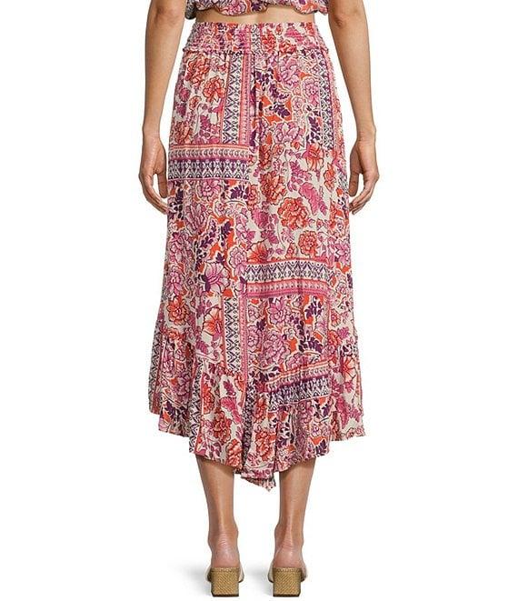 Angie Patch Print Elastic Waist Ruffle Hem Maxi Skirt Product Image