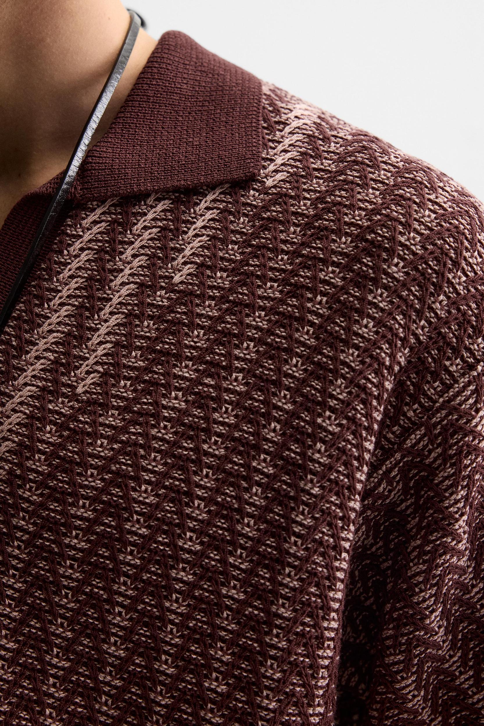 CONTRAST TEXTURED KNIT POLO Product Image