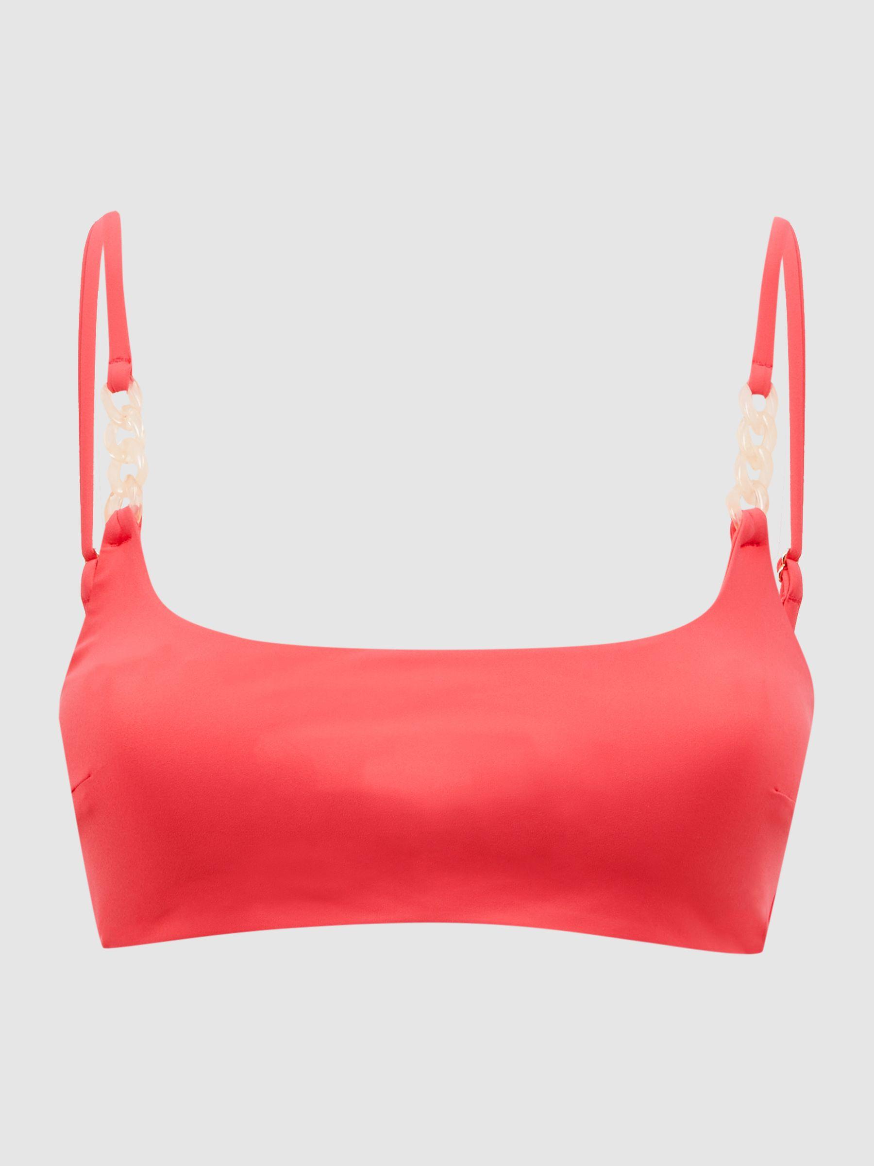 Square Neck Chain Bikini Top in Coral Product Image