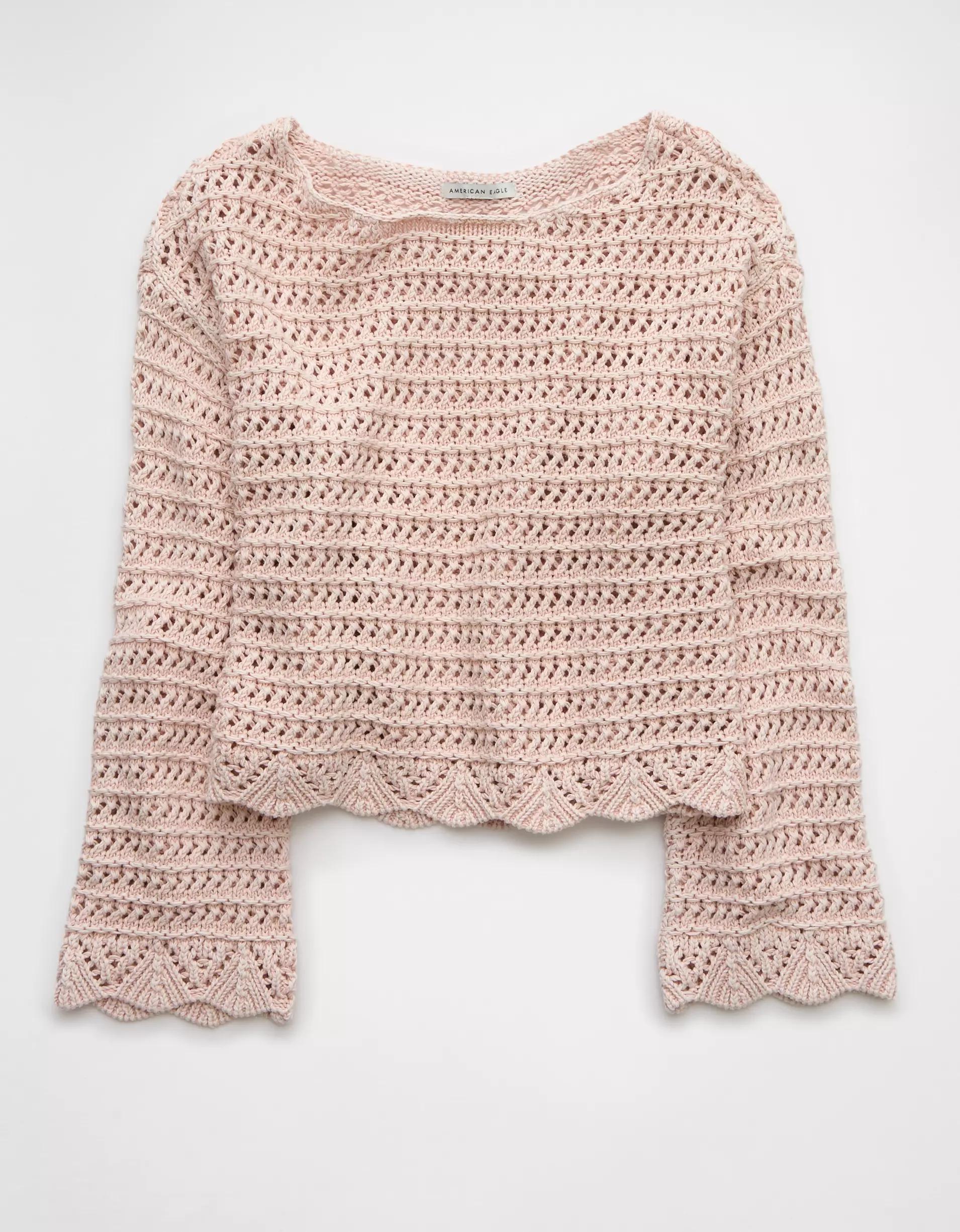 AE Ballet Neck Open Knit Sweater Product Image