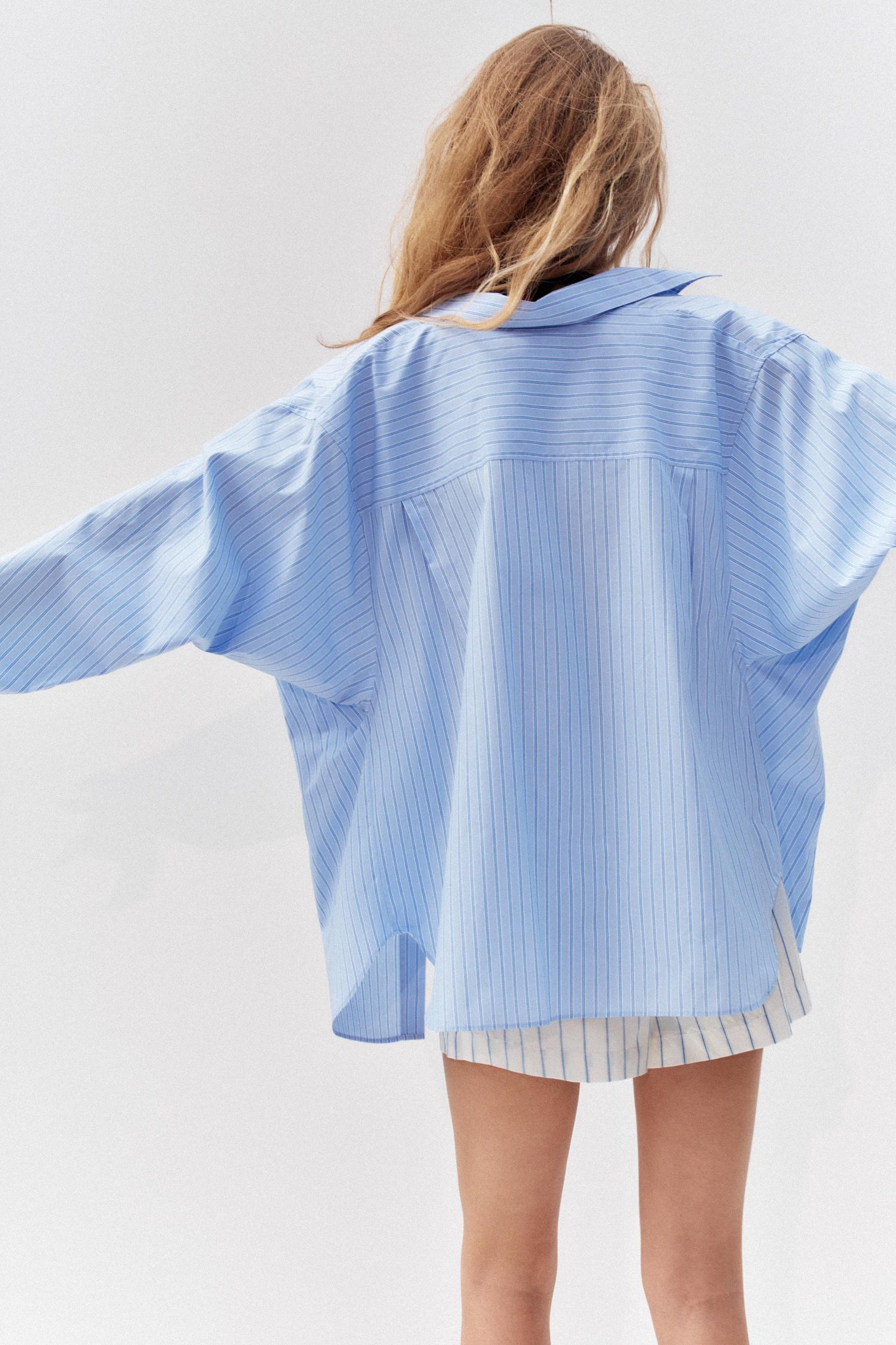 STRIPED OVERSIZED POPLIN SHIRT Product Image