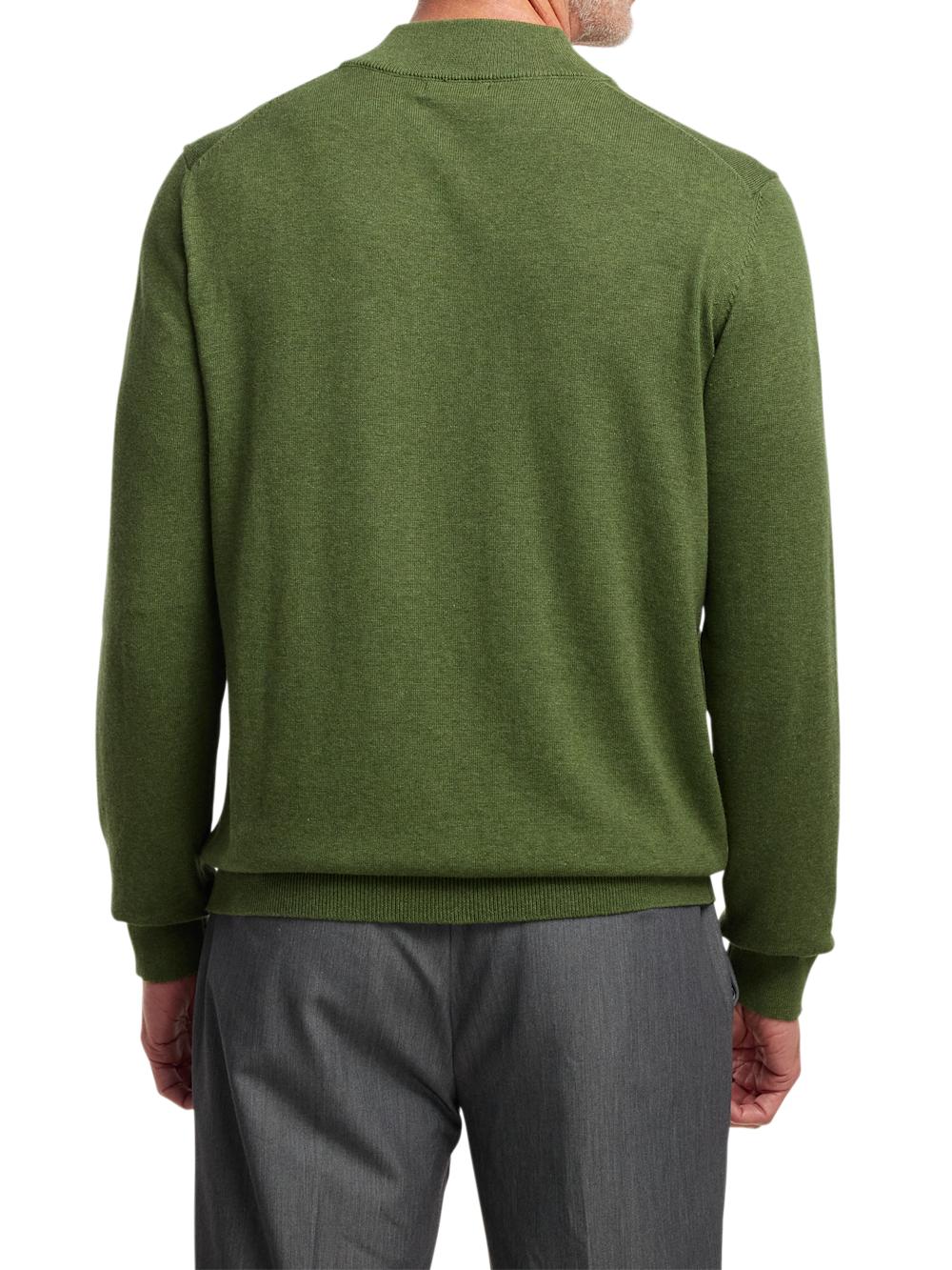 Supima Cotton Four Button Mock Neck Sweater - Olive Product Image
