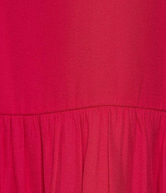 Skies Are Blue Split V-Neck Sleeveless Tiered Mini Dress Product Image