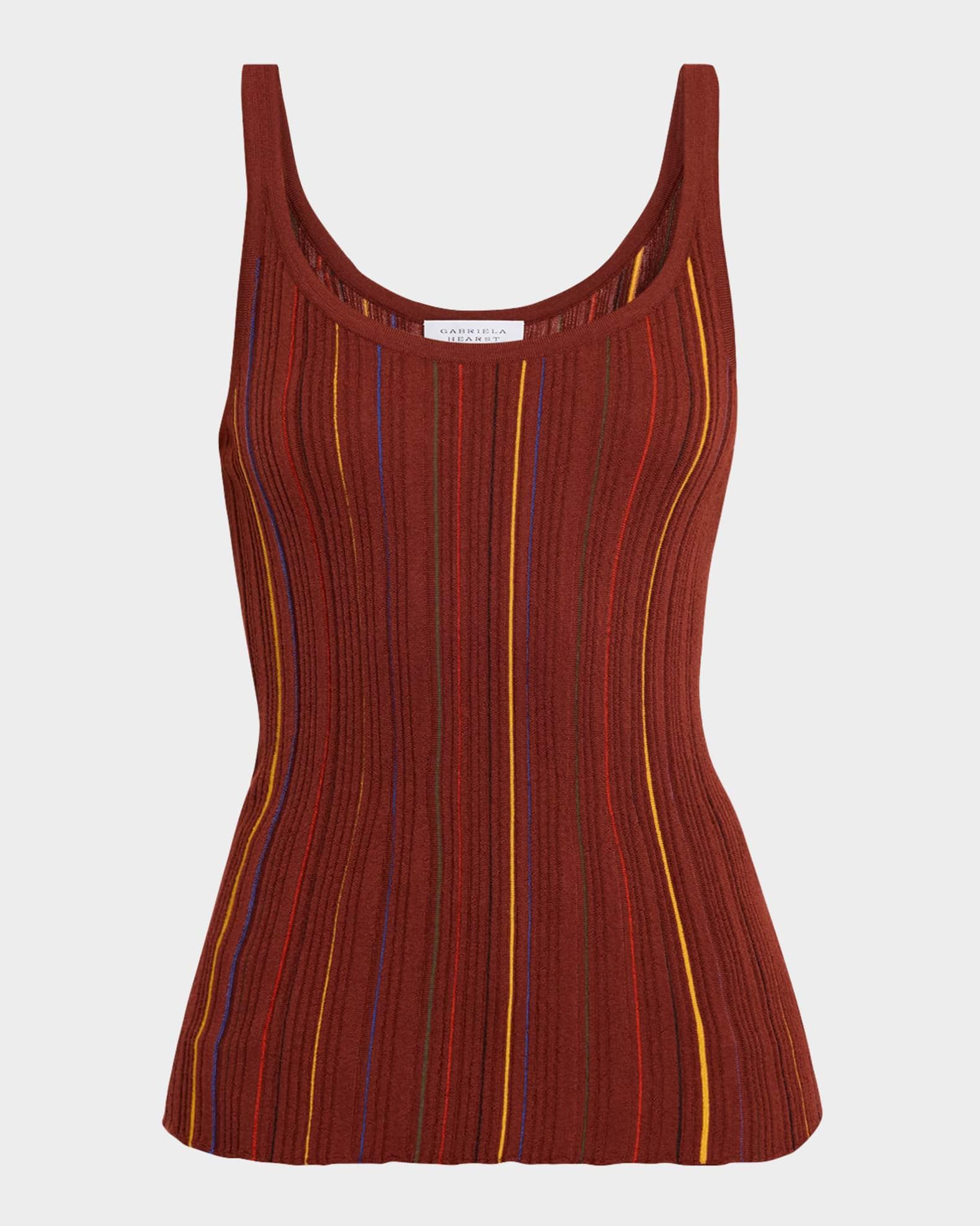 Yara Striped Plisse Knit Tank Top Product Image