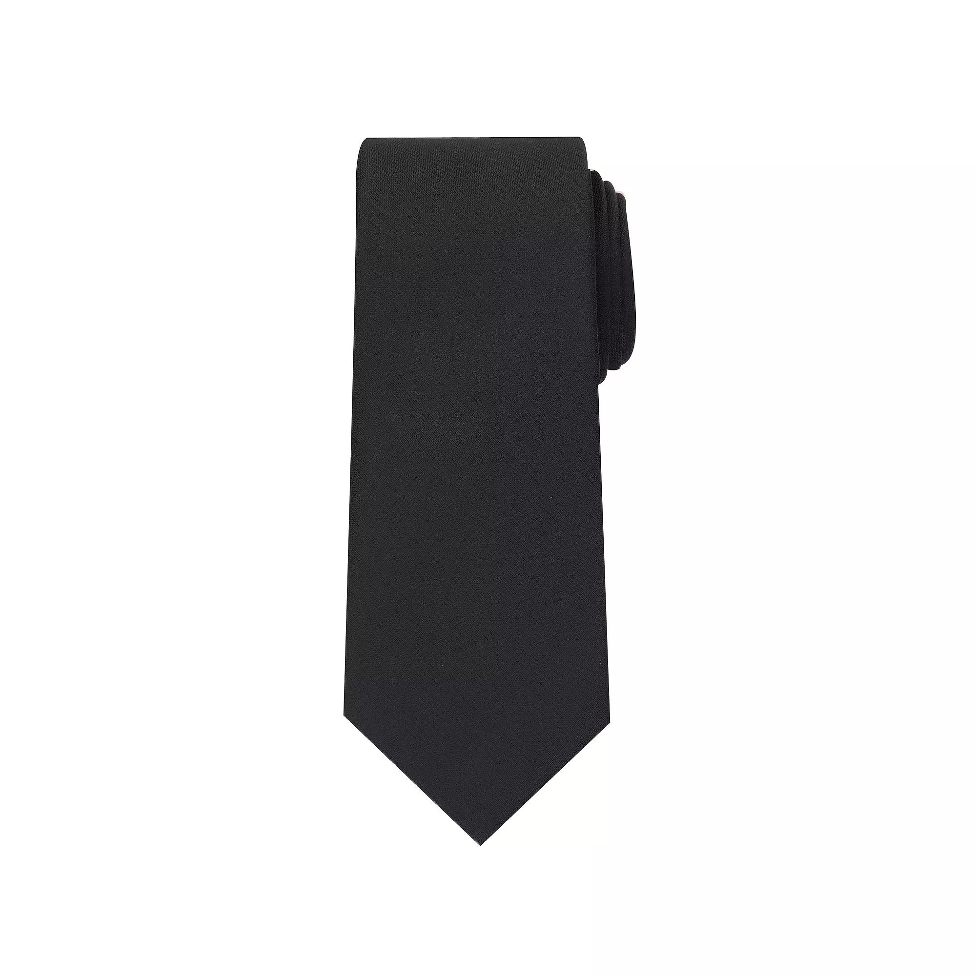 Men's Bespoke Solid Sateen Slim Tie, Black Sateen Product Image