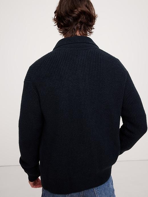 Ribbed Bouclé Polo Cardigan Product Image