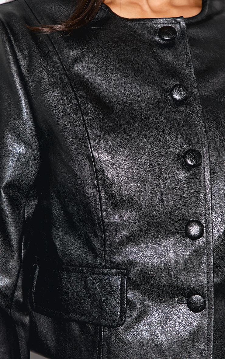 Petite Black Faux Leather Boxy Jacket Product Image