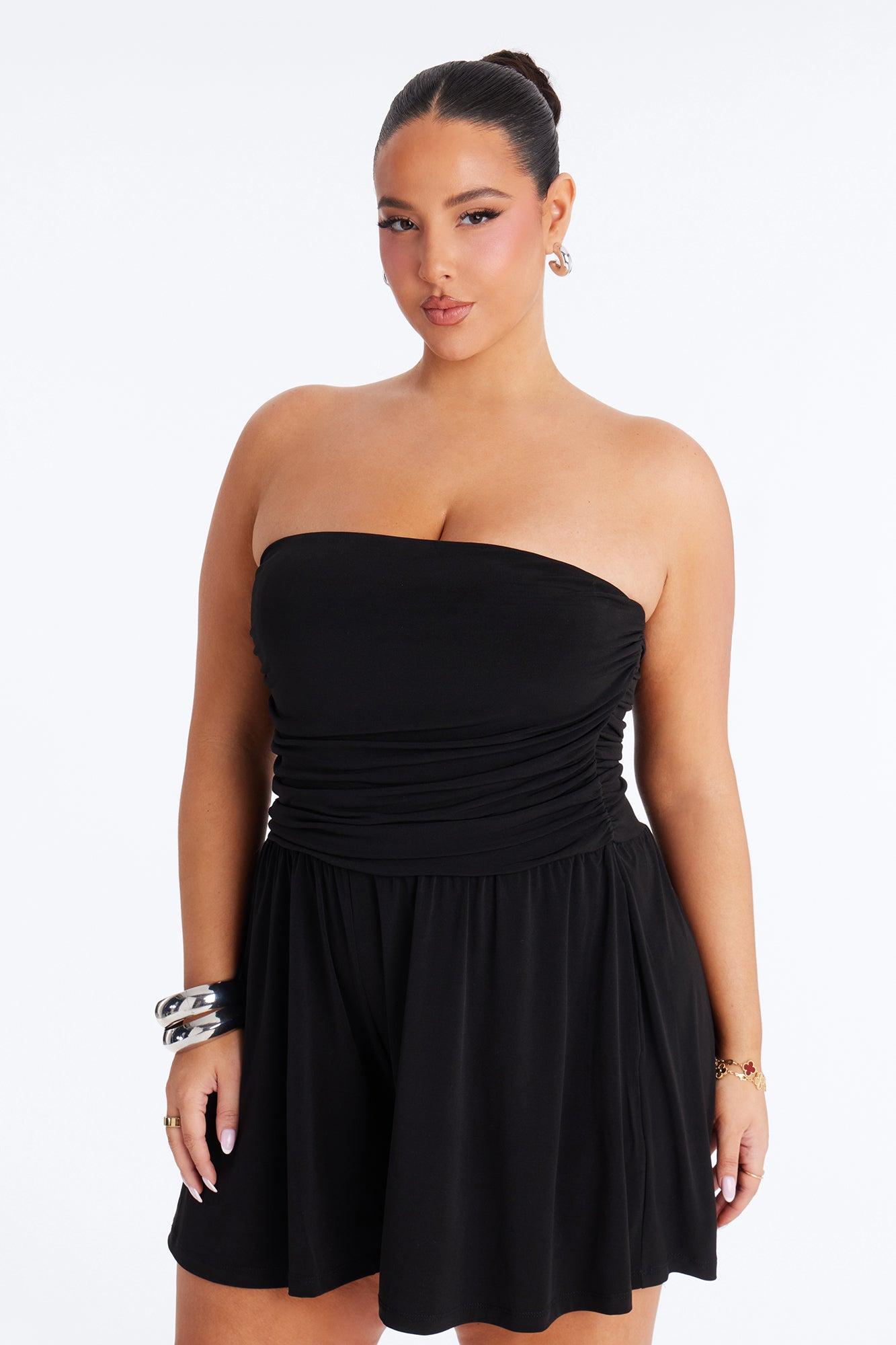 Krisha Strapless Flowy Romper - Black Female Product Image
