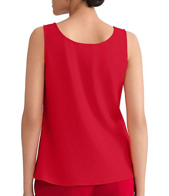 Ming Wang x Tanya Foster Petite Size Crepe Scoop Neck Sleeveless Tank Product Image