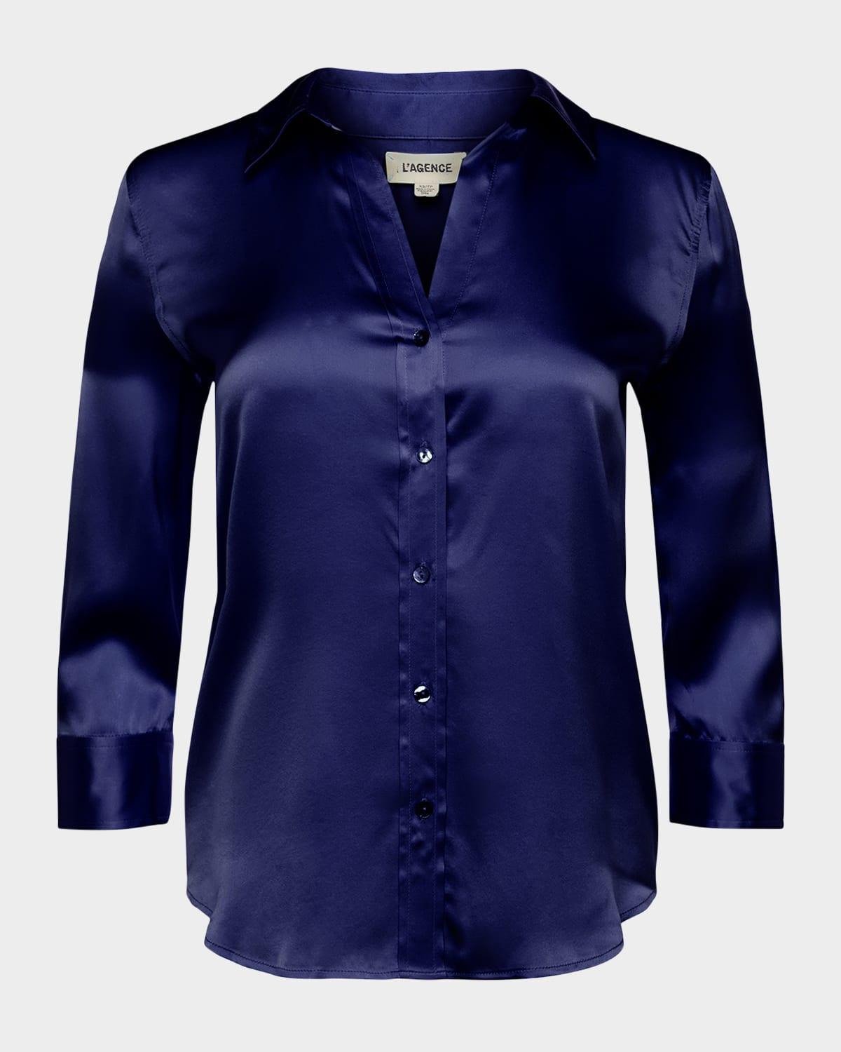 Womens Dani Three-Quarter Sleeve Silk Shirt Product Image
