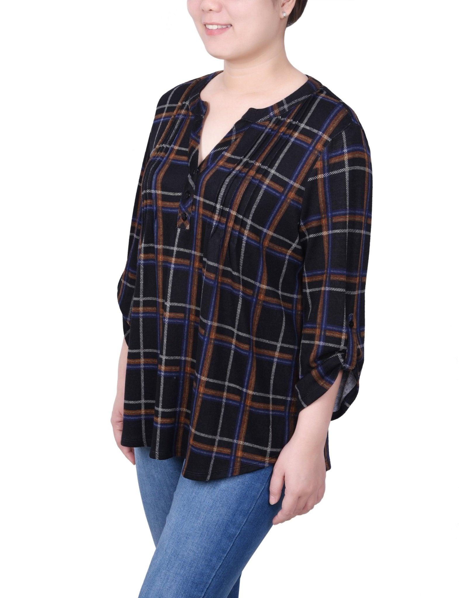 3/4 Length Roll Sleeve Top - Petite Product Image