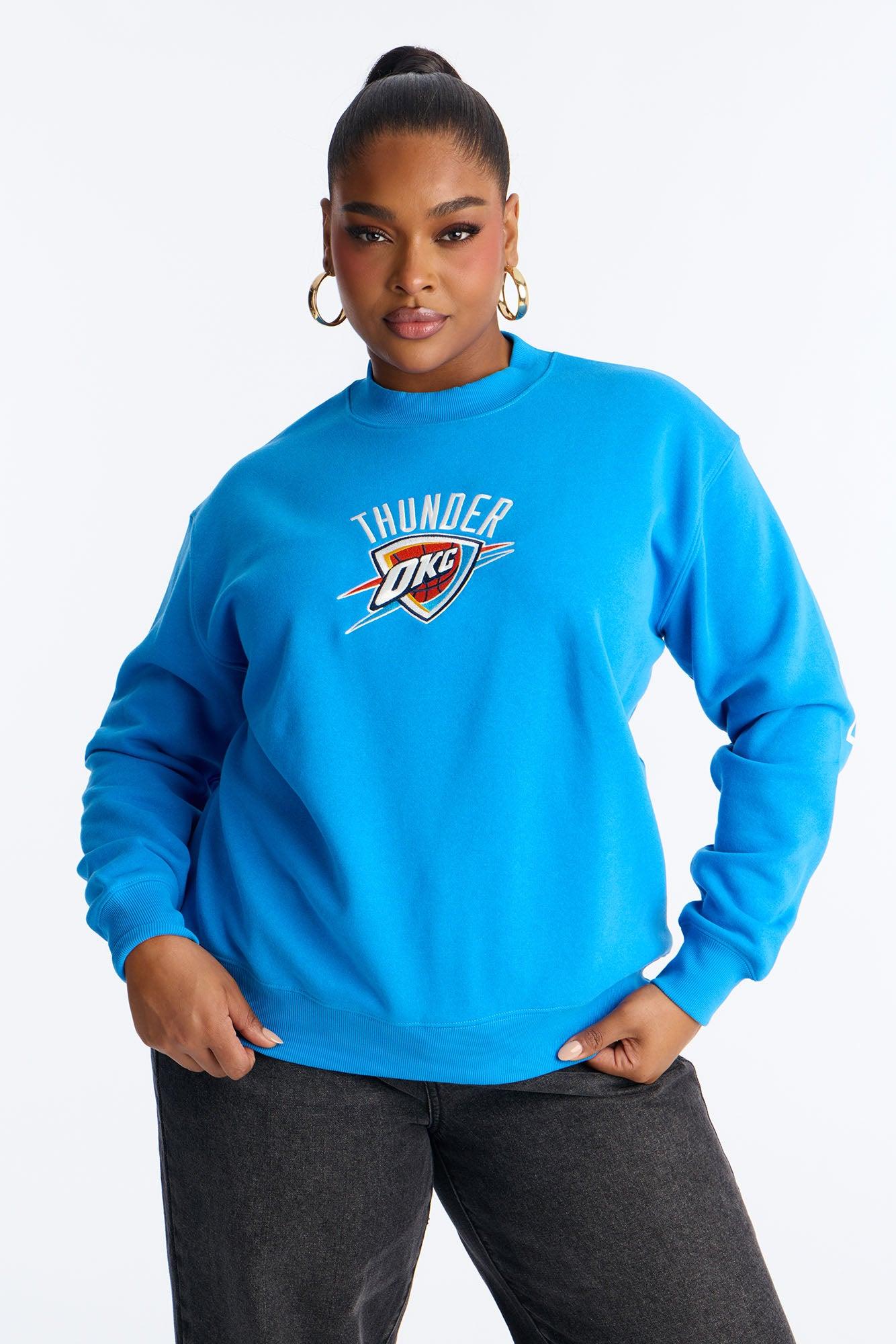 NBA OKC Thunder Fleece Crew Neck Sweatshirt - Blue Female Product Image