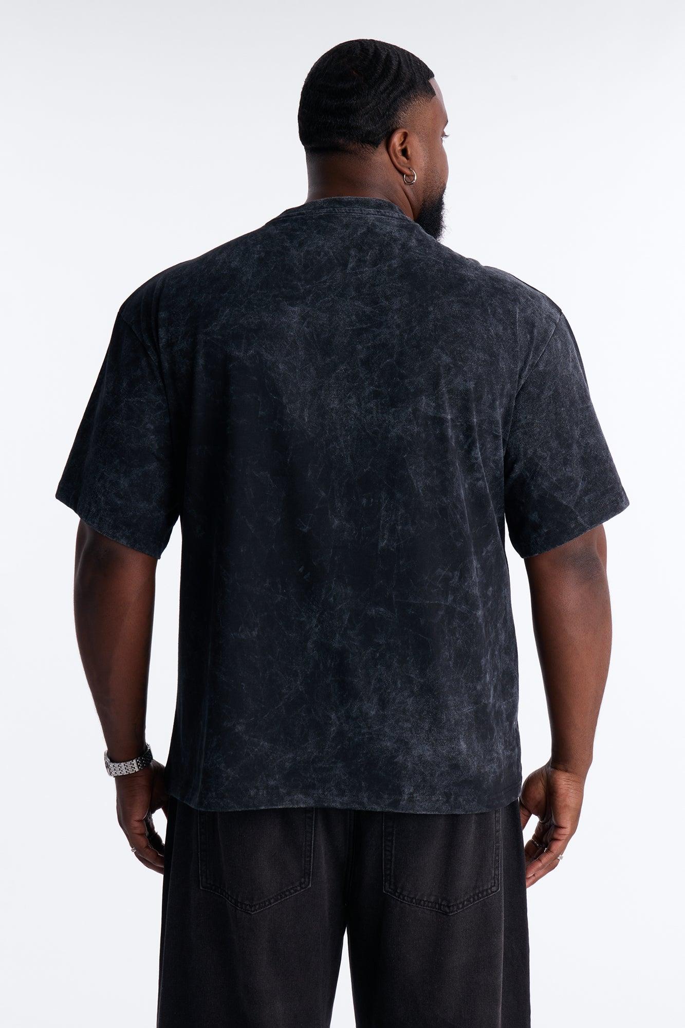 Peanuts Snoopy Mischief Rhinestones Mineral Wash Fleece Tee - Black Wash Male Product Image