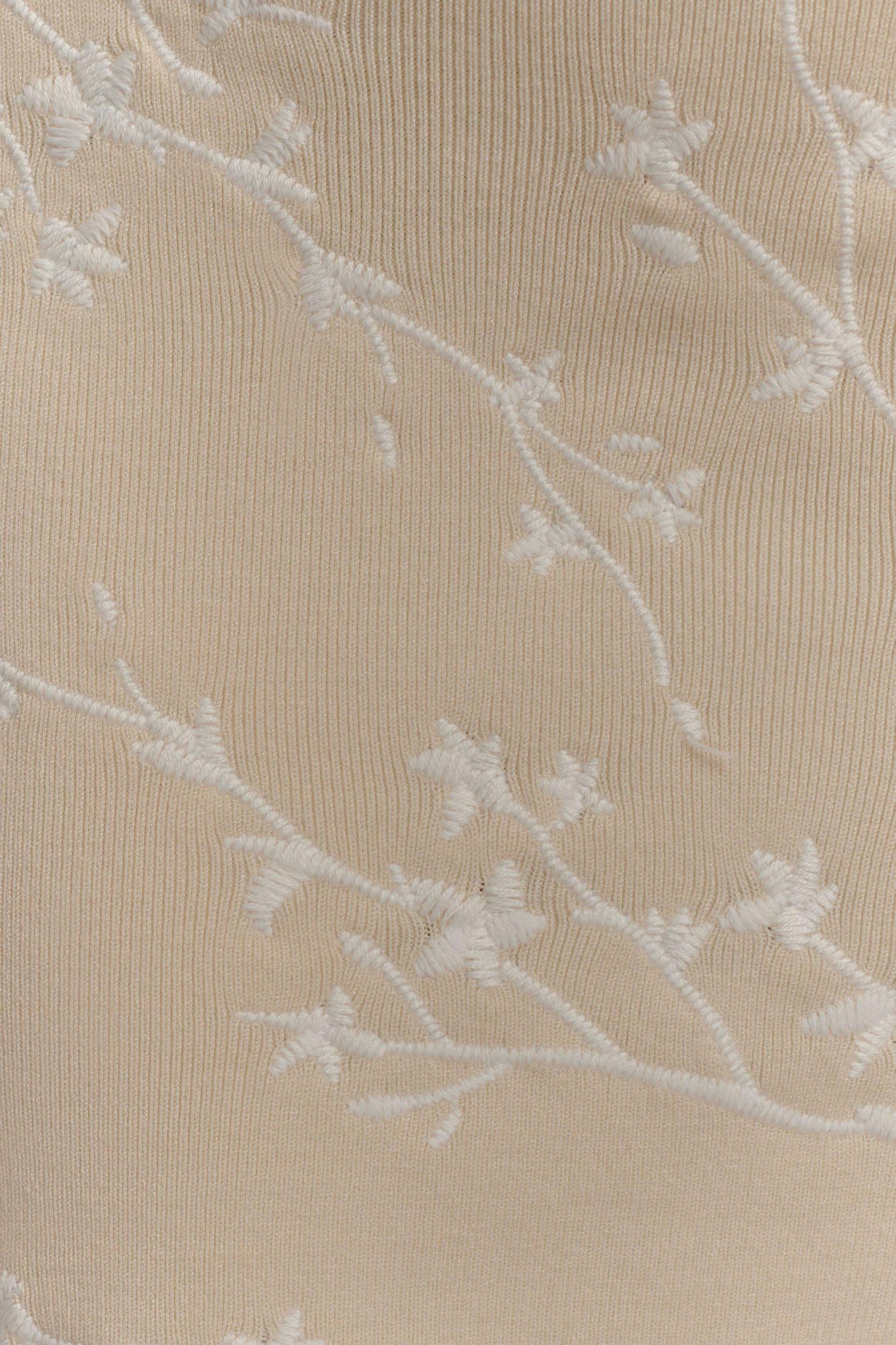 Mallory Off Shoulder Embroidered Knit Mini Dress - Cream And Ivory Product Image