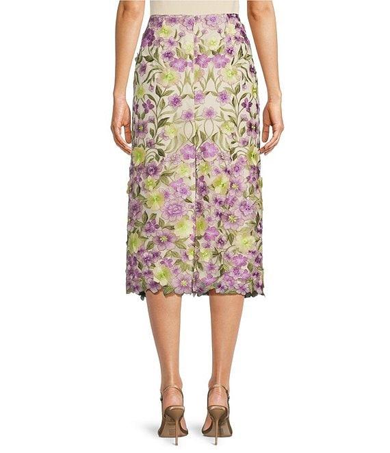 Muse by Marchesa Cynthia Floral Novelty Embroidered Pencil Midi Skirt Product Image