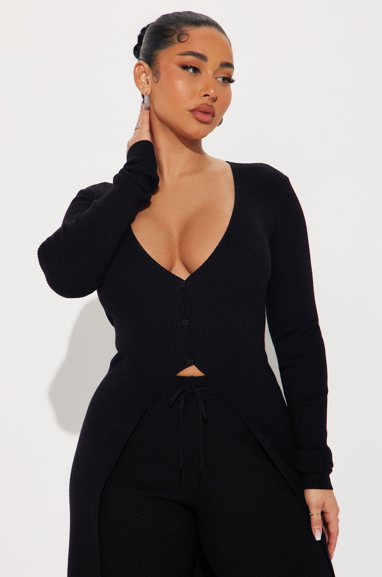 Sasha Flyaway Sweater Pant Set - Black Product Image