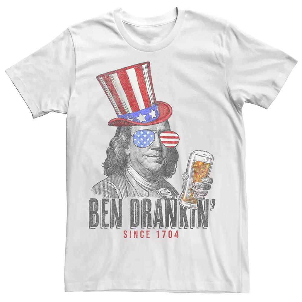 Men's Ben Drankin' Beer Americana Tee, Size: Small, White Product Image