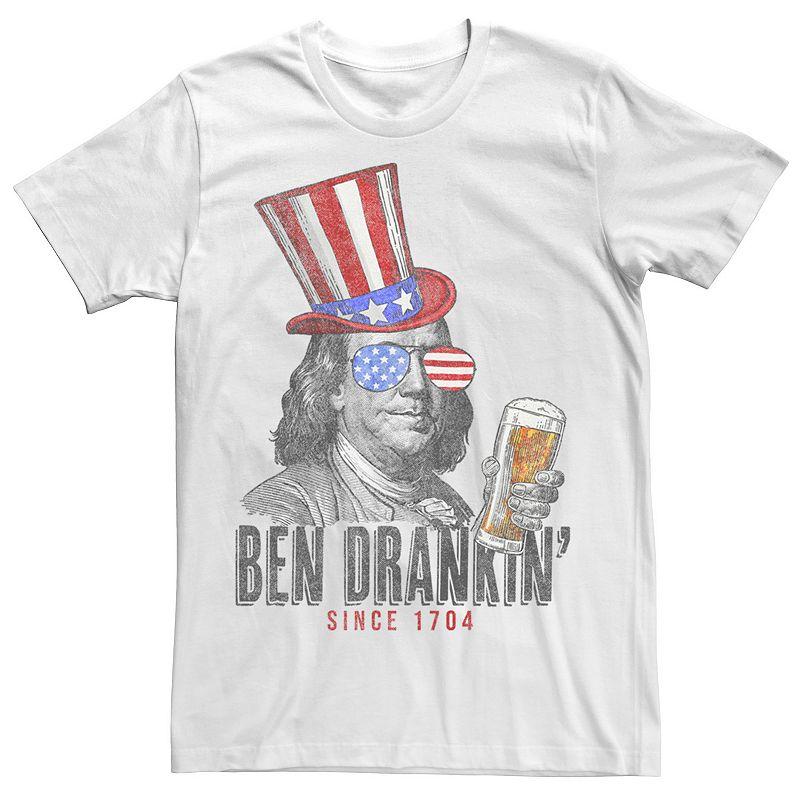 Men's Ben Drankin' Beer Americana Tee, Size: Small, White Product Image