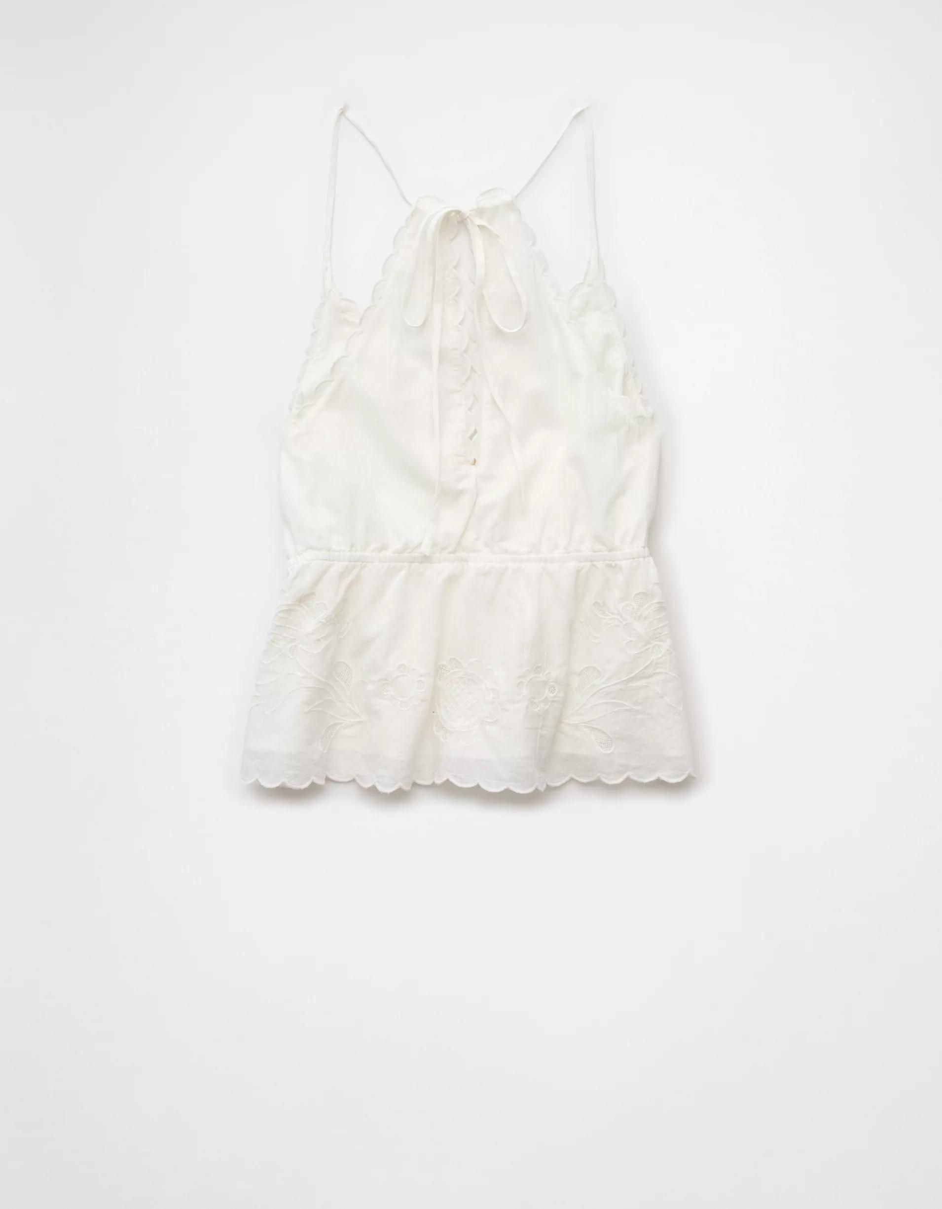 AE V-Neck Embroidered Halter Top Product Image