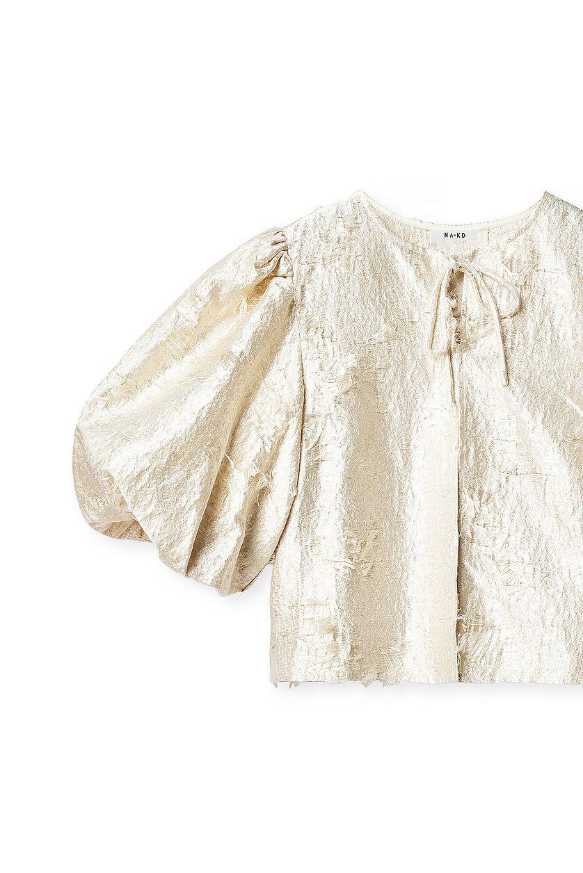 Puff Sleeve Jacquard Blouse Product Image