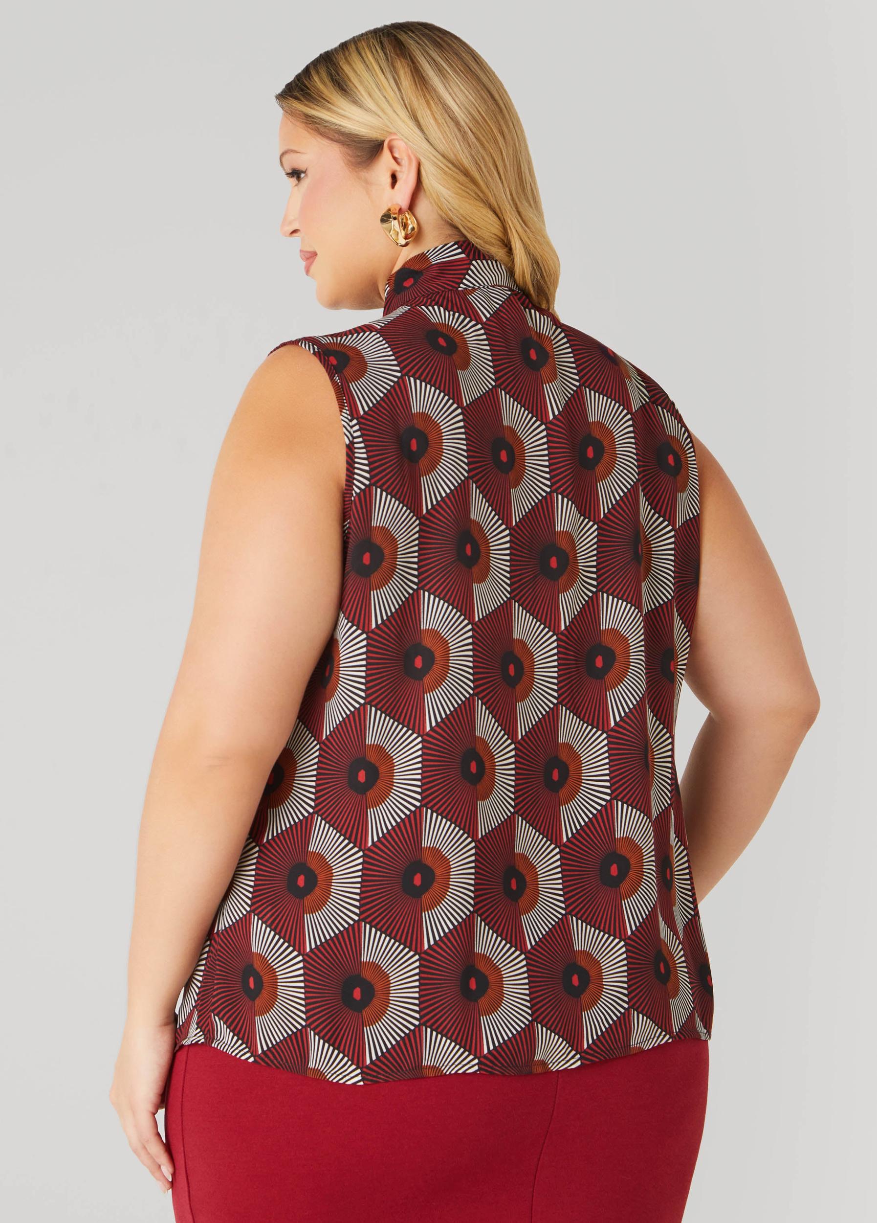 Tie Neck Geo Print Blouse Product Image