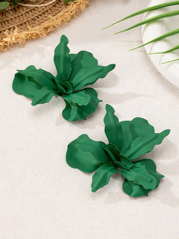 Flower Shape Solid Color Earrings Accessories Product Image