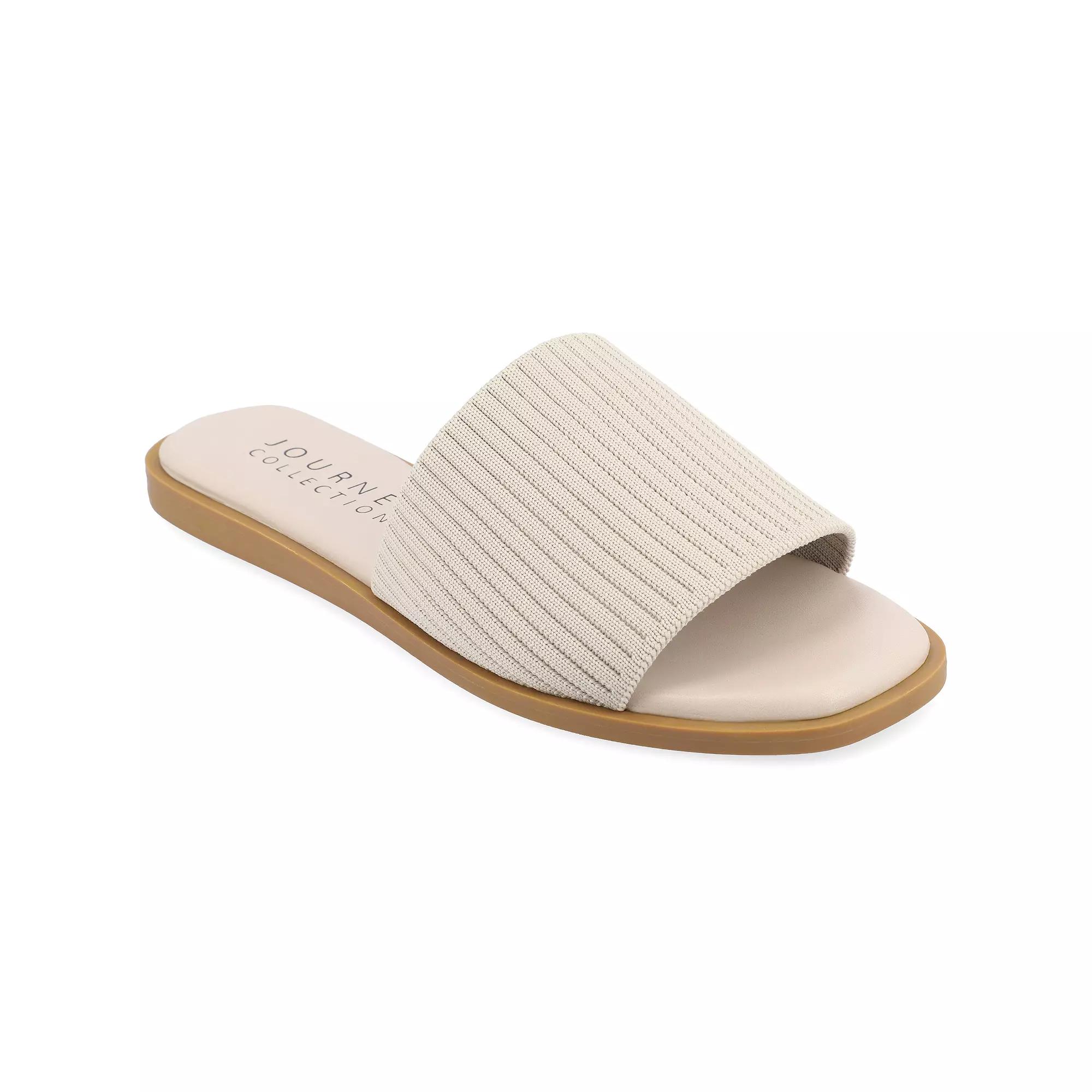 Journee Prisilla Women's Linen Slip On Slide Sandals,  Product Image