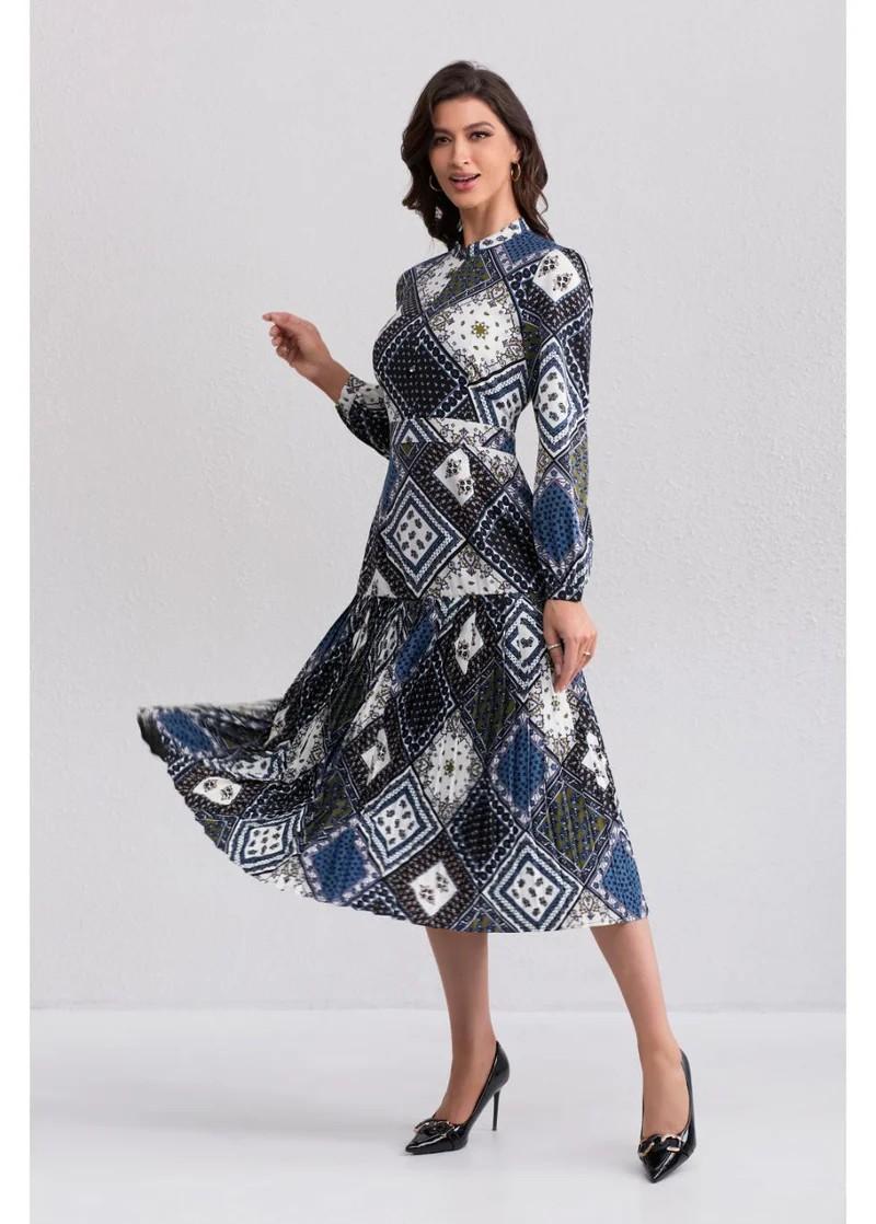 Diamond Print Midi Dress Product Image
