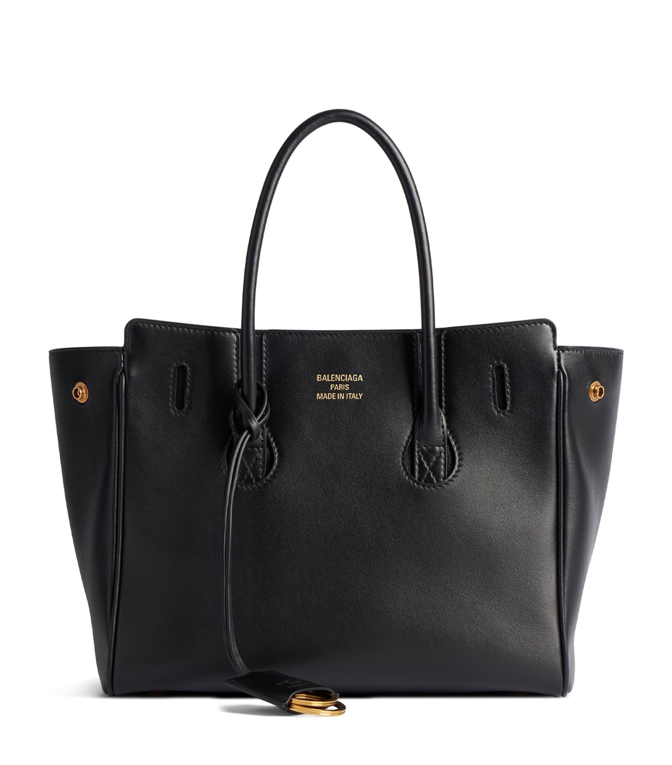 BALENCIAGA Women Black Leather Mini Carry All Hampton Shopping Bag Product Image