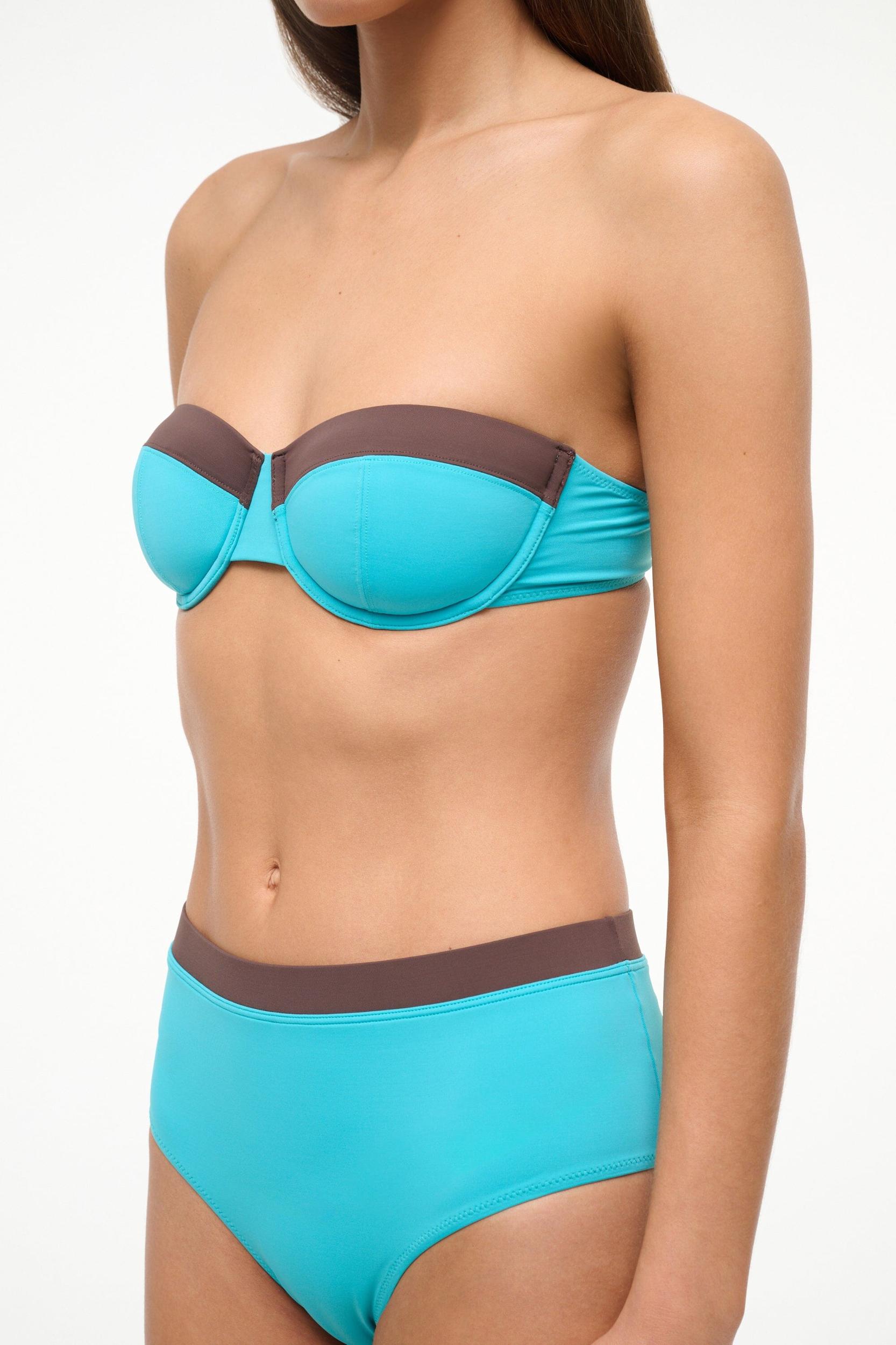 JO BALCONETTE BIKINI TOP | TEAL DARK CHOCOLATE Product Image