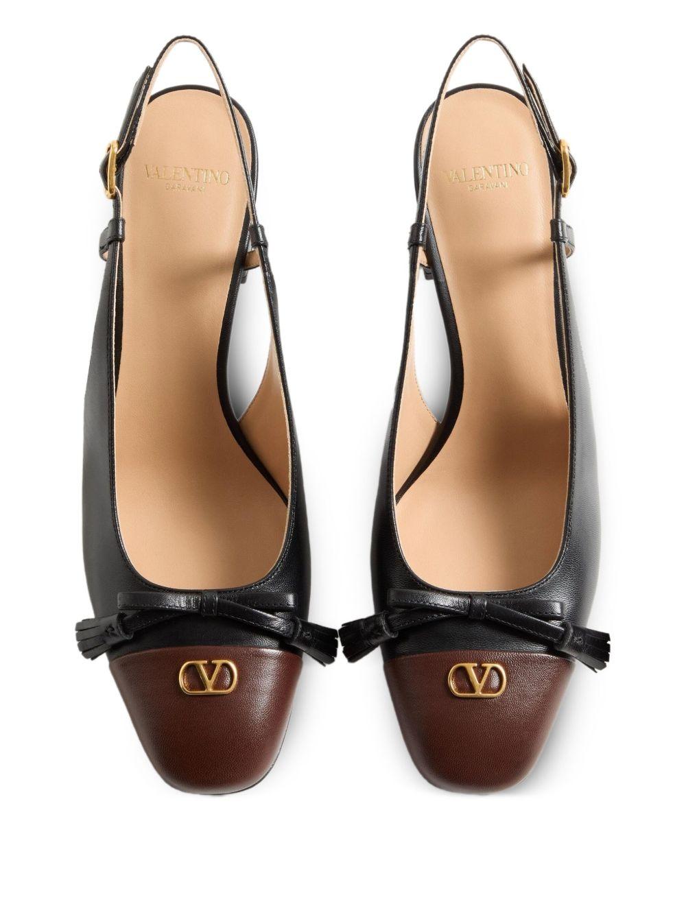 VALENTINO GARAVANI Vlogo 65 Tasseled Two-tone Leather Slingback Pumps In Black Product Image