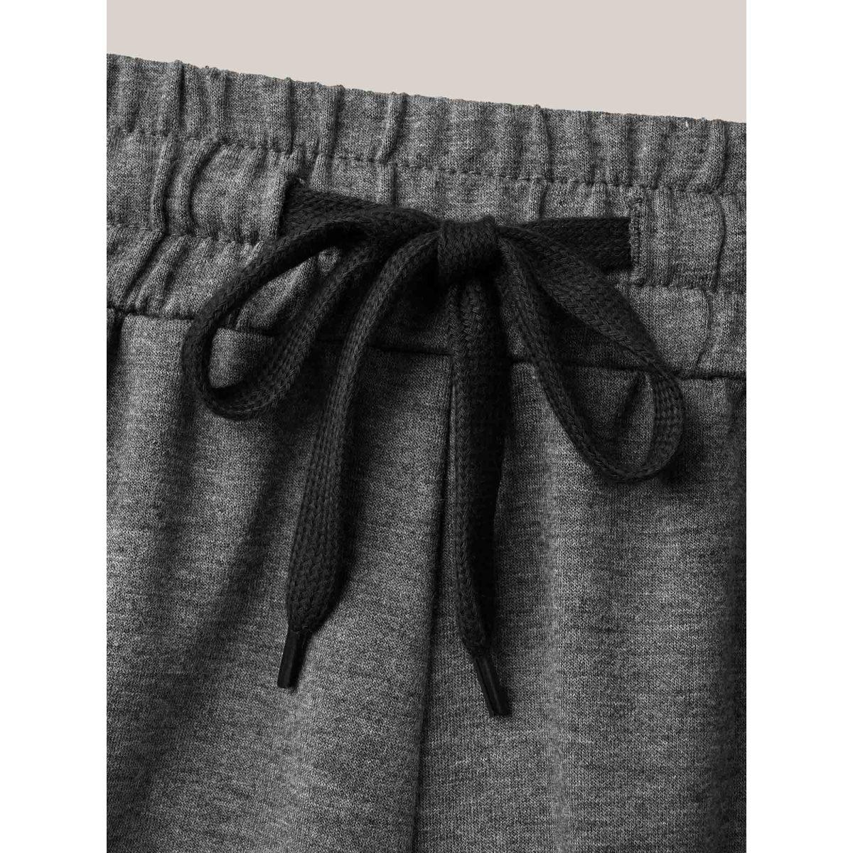 Plus Size Color Contrast Heather Straight-Leg Shorts Women DimGray Casual Contrast Loose Everyday Shorts BloomChic 18-20/2X Product Image